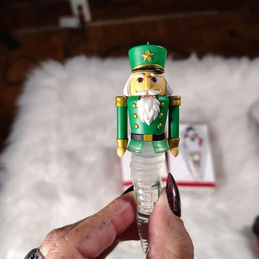 Hallmark Lot Of 2 Cool Icicles Snowman 1st 2013 & Nutcracker 3rd 2015 Ornaments